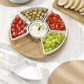 Esmeyer 7- tlg. drehbares Set SUSAN, mit 6 Schalen aus weißem Porzellan und einem