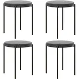 Küchenhocker 4-er Set, Stapelbar, Samtoptik, Bis 100kg, Stahlrahmen, 41,5 X 41,5 X 46 Cm, Dunkelgrau
