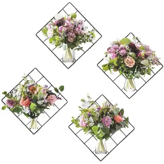 KINSI 3D-Wandtattoo 3D Blumen Wandaufkleber Set - Selbstklebende Vase & Blumengitter Deko (4 St), Für Wohnzimmer,Schlafzimmer & Küche