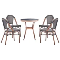 BELIANI Lounge 4er Set in Rattan in Grau mit rundem Couchtisch Dekorativ Elegant Pariser Look - Grau/Braun