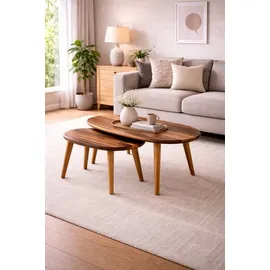 aea Elegantes Tisch Set Couchtisch Braun Holz 70 x 40 cm