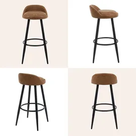 Woltu Barhocker 2er Set rund gepolstert 2 x 2 x 2 cm Braun