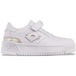 Sneaker LOTTO, Kinder, Gr. 26, weiß (weiß, multi), Synthetik, glänzend, sportlich, Schuhe, - mit metallisch schimmernden Details