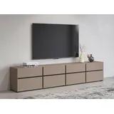 INOSIGN Lowboard Cross, moderne grifflose TV-Kommode,4 Klappen/4 Schubkästen, Breite 225 cm, TV-Schrank mit viel Stauraum, TV-Board braun