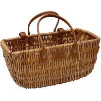 UNUS Garden Rustikaler Weidenkorb für Fahrräder braun, Lederriemen zur Befestigung vorne am Lenker und hinten am Gepäckträger, Fahrradkorb und Einkaufskorb aus natürlicher Weide