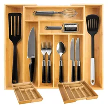 ruhhy Besteckkasten Bambus Küchenorganizer herausnehmbar