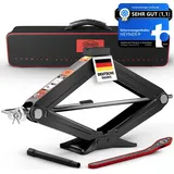 Heyner HEYNER® Wagenheber Scherenwagenheber mit Ratsche Verlängerung Kurbel und Gummiauflage 2t inkl. Tasche