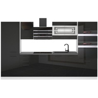 Belini Küchenzeile Küchenblock Mila - Küchenmöbel 300 cm Einbauküche Vollausstattung ohne Elektrogeräten mit Hängeschränke und Unterschrän...