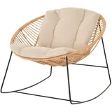 Rattan Clubsessel Schaukelsessel 50er 60er Jahre Eisen-Gestell Schaukler