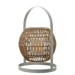 LED Solar Laterne mit Kerze Boho Rattan Korboptik Terassenleuchte 37cm