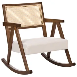 Beliani Schaukelsessel RYA Stoff 70 x 100 x 80 cm Beige/Braun neigbar, gepolstert
