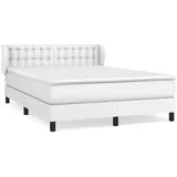 vidaXL Boxspringbett mit Matratze Weiß 140x200 cm Kunstleder