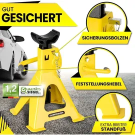 Dunlop Unterstellbock Stahl 285-425 mm gelb höhenverstellbar 3000 kg max. Belastbarkeit
