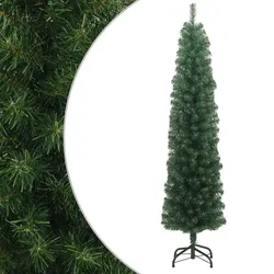 vidaXL Schlanker Künstlicher Weihnachtsbaum mit Ständer Grün 210cm PVC
