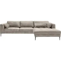 TRENDMANUFAKTUR Ecksofa »Luzi, wahlweise mit Schlaffunktion und Bettkasten bestellbar, L-Form«, Designsofa mit tollem Sitzkomfort, Metallfüße schwarz, Breite 280 cm grau