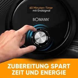 Bomann Bomann® Heißluftfritteuse mit 360° Air-Flow | Öl- und fettfreies Frittieren | Airfryer 80°C - 200°C | Heissluftfritteuse 2,5L | Air Fryer mit Abschaltautomatik & Überhitzungsschutz | FR 6076 H CB