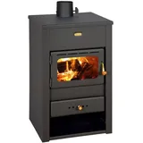 Prity Holzofen Kamin K2, 10 kW, Schwarz, Holz, Stahl, Freistehend, Direkte Entlüftung, A, ca. 57 m2