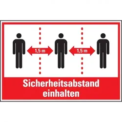 Aufkleber I Hinweisschild Sicherheitsabstand einhalten, Folie, selbstklebend, 300x200mm