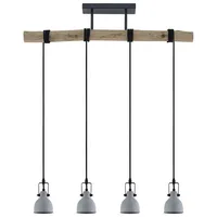 LINDBY Hängeleuchte Amilia, Holz/Beton, 4-flg., 90 cm, GU10