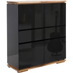 Highboard MCA FURNITURE "Chiaro", schwarz (schwarz hochglanz), B:102cm H:115cm T:40cm, MDF, Massivholz, Sideboards, Breite ca. 102 cm