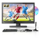 DESOBRY 16 Zoll Kleine Fernseher 1080p eingebauter DVD-Player, Mini tv unterstützung antenne HDMI USB AV Eingang, 12v TV für wohnmobile/Camping/Wohnwagen/Campervan