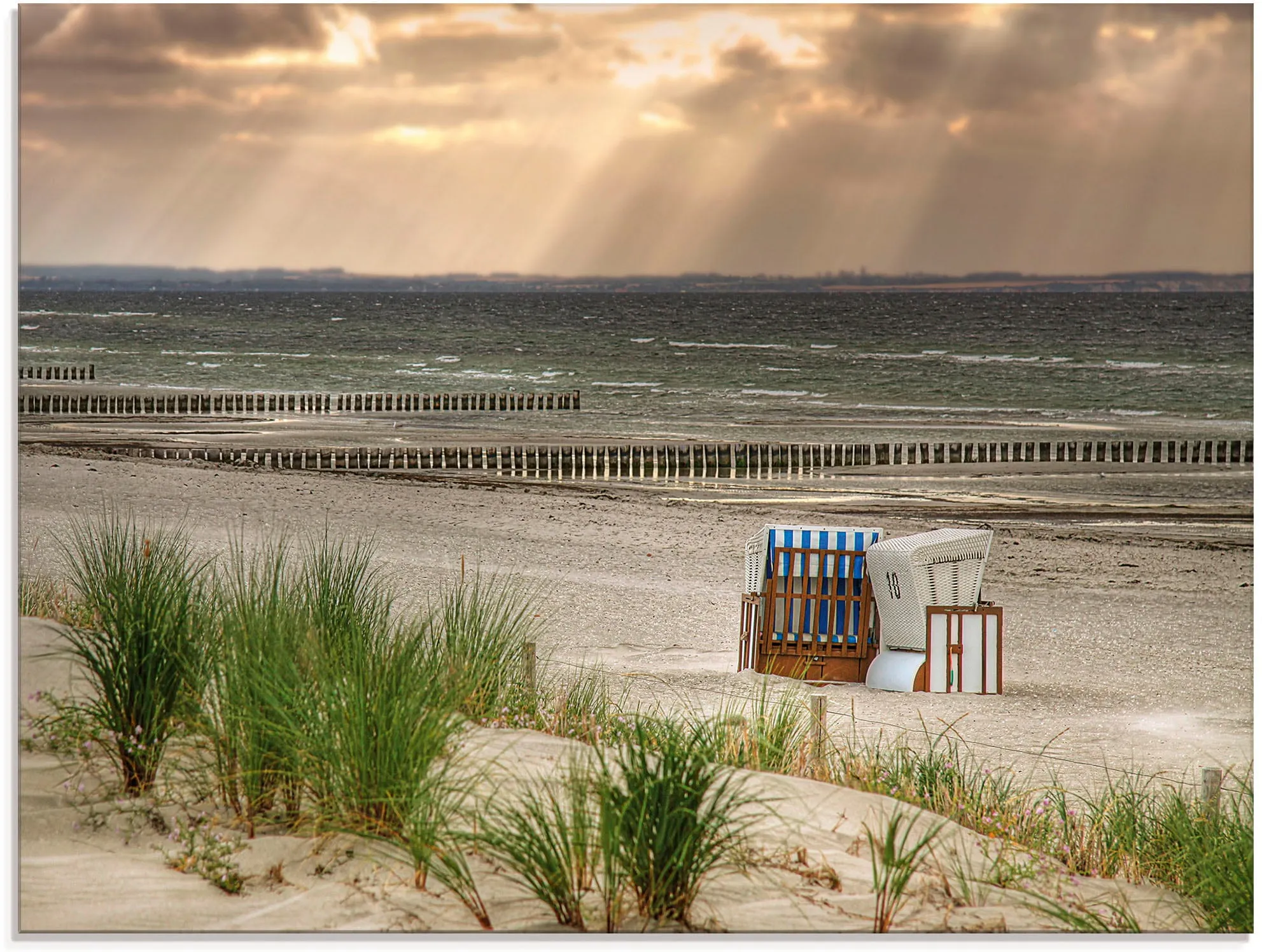 Artland Glasbild »Schwarzer Busch Strand auf Insel Poel«, Strand, (1 St.) Artland naturfarben