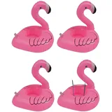 FEQDWOX Aufblasbarer Flamingo Getränkehalter 4er Set – Schwimmender Becher & Dosenhalter für Poolpartys, Strand & Badespaß, hält Getränke stabil