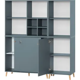 Schildmeyer Büromöbel-Set SCHILDMEYER "Serie 500", blau (fjord), Holzwerkstoff, Arbeitsmöbel-Sets, Büromöbel-Set, bestehend aus 2 Regalen, 2 Schränken, 1 Regalkreuz