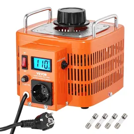Vevor 3000VA automatischer Stelltransformator mit variabler Spannung, 10 Ampere, 230 V Eingang, 0-300 V Ausgang, Wechselspannungsregler, mit LCD-Display, 4 zusätzlichen Sicherungen