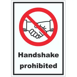 Handshake prohibited Aufkleber No handshake Symbol und Text Aufkleber A9 (37x52mm)