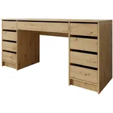 Mirjan24 Schreibtisch Ada Bis, 9 Schubladen Schülerschreibtisch Computertisch B:H:T 154x76x55cm, Kinderschreibtisch Arbeitstisch PC-Tisch Jugendzimmer Kinderzimmer (Eiche Artisan)