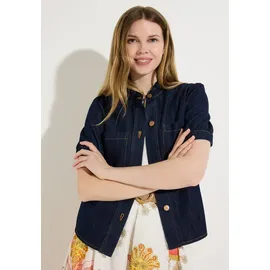 More & More Kurzarm-Jeansbluse Blau 40