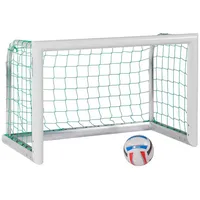 Sport-Thieme Mini-Fußballtor Professional Kompakt, Weiß-Pulverbeschichtet, Inkl. Netz, blau bunt