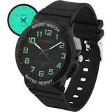 Armbanduhr Kinder,Kinderuhr Jungen Mädchen Analog Quartz Uhr mit Armbanduhr Licht 50M Wasserdicht Outdoor Sports Jugend Uhr 7-16 - Schwarz/Schwarz