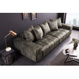 Riess Ambiente Big Sofa ELEGANCIA 285cm moosgrün, Microfaser XXL Couch inkl. Kissen Federkern