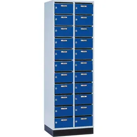 C+P Garderobenschrank 22 Fächer Stahl lichtgrau/enzianblau