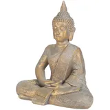 ECD Germany Buddha Figur Sitzend 48cm Hoch aus aus Polyresin Bronze Gartenfigur