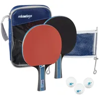 Relaxdays Tischtennisschläger Tischtennis Set mit Netz blau|rot|schwarz