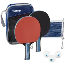 Relaxdays Tischtennisschläger Tischtennis Set mit Netz blau|rot|schwarz