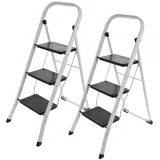 Storage Solutions, Leiter + Gerüst, 2er-Set Klappbare Trittleiter, mit drei Stufen, bis 125 kg (Trittleiter)