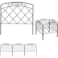 Relaxdays Beetzaun, 4-teilige Beetumrandung für Garten, Dekozaun Metall, antikes Design, HxB: 41,5 x 245 cm, schwarz