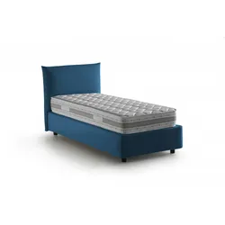 Dmora Einzelbett Daisy, Containerbett mit Stoffbespannung, 100% Made in Italy, Frontöffnung, inklusive Matratze 80x190 cm, Blau