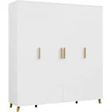 rauch Drehtürenschrank Kleiderschrank Schrank Garderobe Wäscheschrank SHINJO (in 3 verschiedenen Ausstattungen BASIC/CLASSIC/PREMIUM) Griffe und Füße aus Massivholz, viel Stauraum MADE IN GERMANY weiß 187 cm x 203 cm x 53 cm