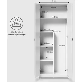 home collective Mehrzweckschrank 74 x 180 x 0 cm Weiß