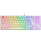 MARSGAMING MK80 Weiß, Mechanische Gaming Tastatur TKL FRGB, Antighosting, Switch Mechanischer Blau, US Sprache