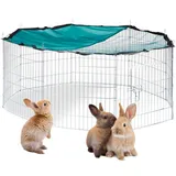 Relaxdays Freilaufgehege Netz-Abdeckung, für Hasen und Nager, Kleintiergehege mit Sonnenschutz, Ø 145cm, verzinkt