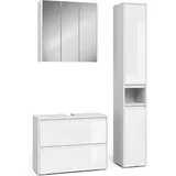 Vicco Badmöbel-Set Majest 3-tlg. Weiß/Weiß Hochglanz