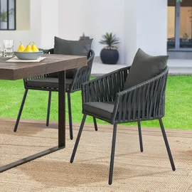 Juskys Rope Gartenstuhl 58 x 58 x 78 cm Anthrazit 2 St.