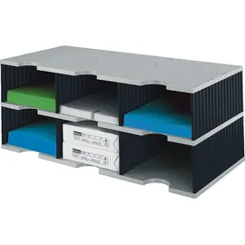 Styro Sortierstation Styrodoc Jumbo Grundeinheit grau/schwarz mit 6 Fächern