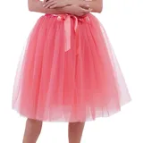 Tüllrock Damen Tüll Röcke Tütü Tutu Erwachsene Rock Tüll Petticoat Unterrock Tüllröcke Midi Karneval Ballett Tutu Kostüm Tütüs Prinzessin Fasching Tüllröckchen 50er Rockabilly 6 Schicht Wassermelone - Taille 65-120 CM, Länge 65 CM